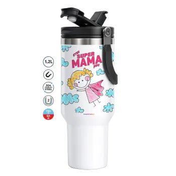 Στην SUPER μαμά μου, comic, Mega Travel Mug / Κούπα Ταξιδίου, διπλού τοιχώματος (θερμό) 1,2L
