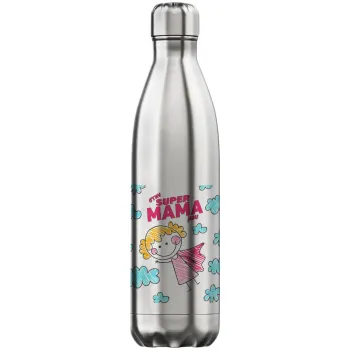 Στην SUPER μαμά μου, comic, Μεταλλικό παγούρι θερμός Inox (Stainless steel), διπλού τοιχώματος, 750ml