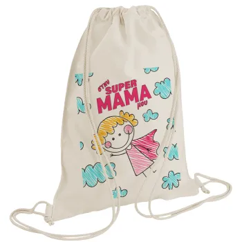 Στην SUPER μαμά μου, comic, Backpack bag GYMBAG natural (28x40cm)