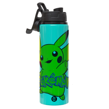 Pokemon pikachu, Metallic water bottle with safety lid, 850ml aluminum