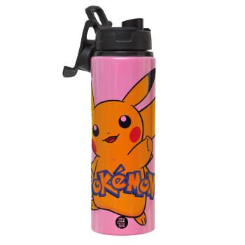 Pokemon pikachu, Metallic water bottle with safety lid, 850ml aluminum