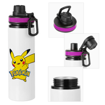 Pokemon pikachu, Metallic water bottle with safety lid, 850ml aluminum