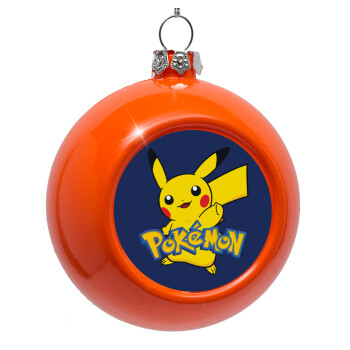 Pokemon pikachu, Orange Christmas tree ornament bauble 8cm