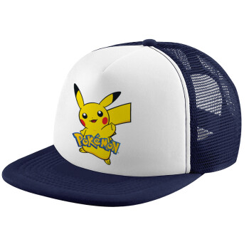 Pokemon pikachu, Καπέλο Ενηλίκων Soft Trucker με Δίχτυ Dark Blue/White (POLYESTER, ΕΝΗΛΙΚΩΝ, UNISEX, ONE SIZE)