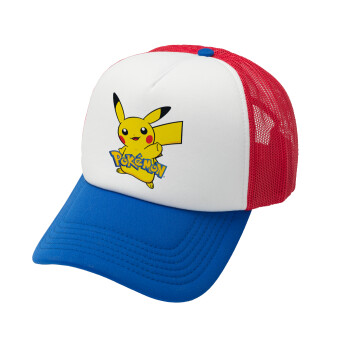 Pokemon pikachu, Καπέλο Soft Trucker με Δίχτυ Red/Blue/White 