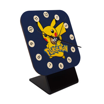 Pokemon pikachu, Επιτραπέζιο ρολόι σε φυσικό ξύλο (10cm)