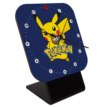 Pokemon pikachu, Επιτραπέζιο ρολόι ξύλινο με δείκτες (10cm)