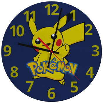 Pokemon pikachu, Ρολόι τοίχου γυάλινο (30cm)