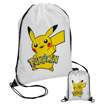 Pokemon pikachu, Τσάντα πουγκί με μαύρα κορδόνια (1 τεμάχιο)