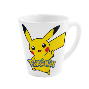 Pokemon pikachu, Κούπα κωνική Latte Λευκή, κεραμική, 300ml