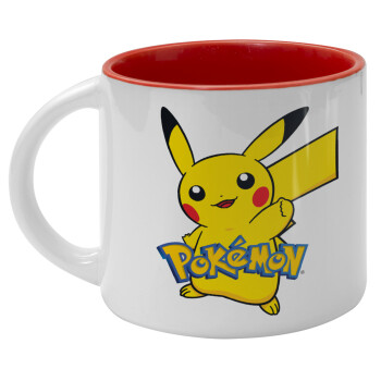 Pokemon pikachu, Κούπα κεραμική 400ml Λευκή/Κόκκινη