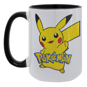 Pokemon pikachu, Κούπα Mega 15oz, κεραμική Μαύρη, 450ml