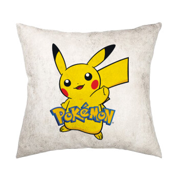 Pokemon pikachu, Μαξιλάρι καναπέ Δερματίνη Γκρι 40x40cm με γέμισμα