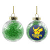 Transparent Christmas tree ball ornament with green filling 8cm