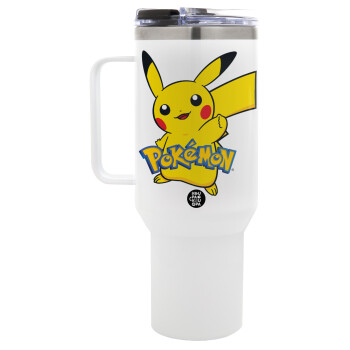 Pokemon pikachu, Mega Tumbler με καπάκι, διπλού τοιχώματος (θερμό) 1,2L