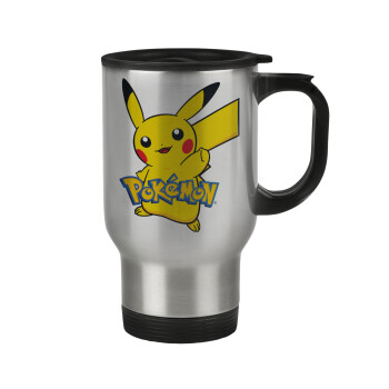 Pokemon pikachu, Stainless steel travel mug with lid, double wall 450ml