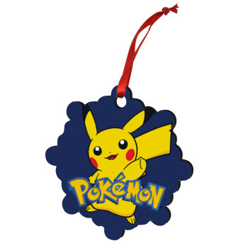 Pokemon pikachu, Christmas ornament snowflake wooden 7.5cm