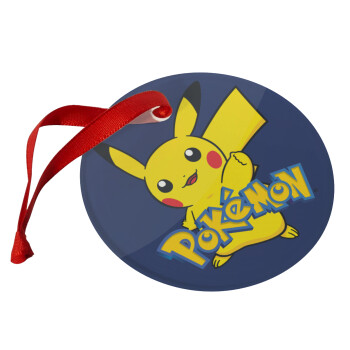 Pokemon pikachu, Χριστουγεννιάτικο στολίδι γυάλινο 9cm