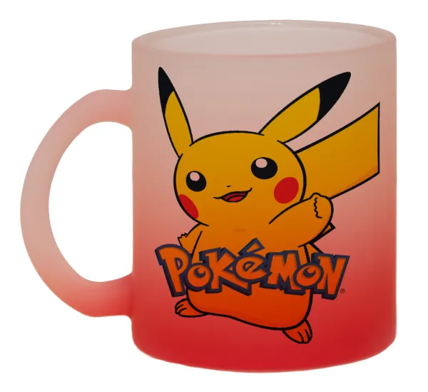 Pokemon pikachu — Two-tone glass mug with matte red base, 330ml