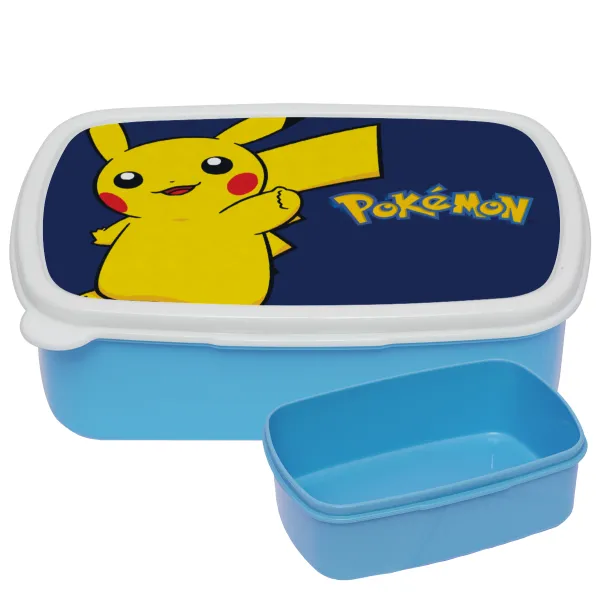Pokemon pikachu — BLUE kids' plastic lunch box (BPA-free), L18 x W13 x H6cm
