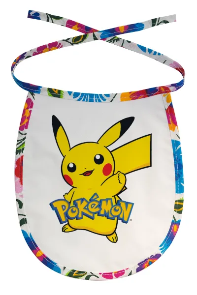 Pokemon pikachu — Stain-resistant baby bib with tie, multicoloured