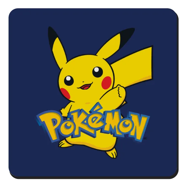 Pokemon pikachu — Square wooden magnet, 9x9cm