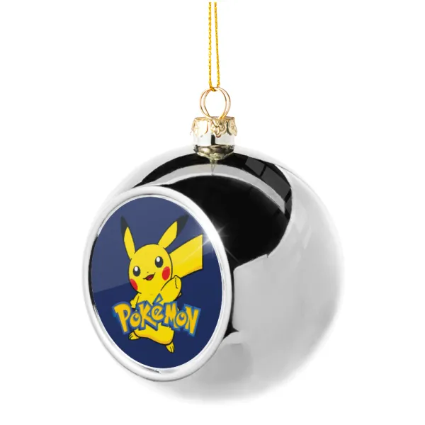 Pokemon pikachu — Στολίδι Χριστουγεννιάτικη μπάλα δένδρου Ασημένια 8cm