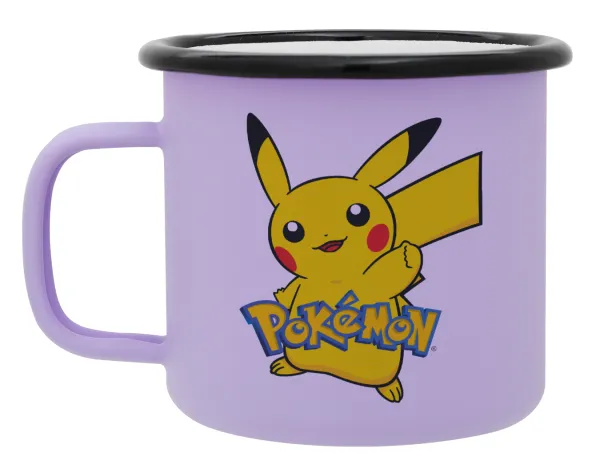 Pokemon pikachu — Metal enamel mug, matte light pastel purple, 360ml