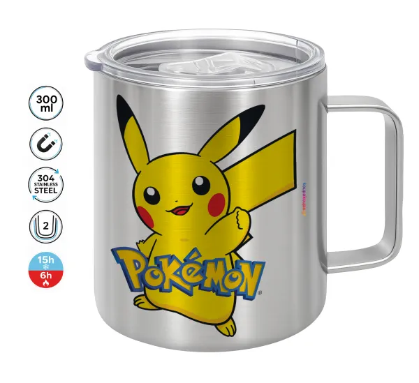 Pokemon pikachu — Double-walled stainless steel mug 300ml with temperature-retaining lid