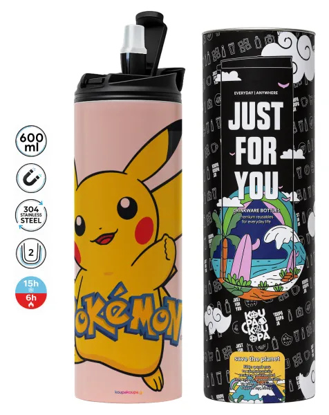 Pokemon pikachu — Tumbler stainless steel PINK 600ml