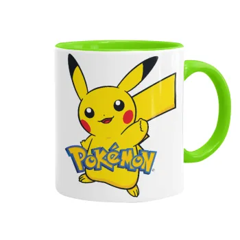 Pokemon pikachu, Mug colored light green, ceramic, 330ml