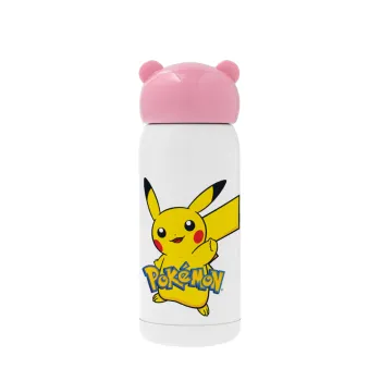 Pokemon pikachu, Ροζ ανοξείδωτο παγούρι θερμό (Stainless steel), 320ml