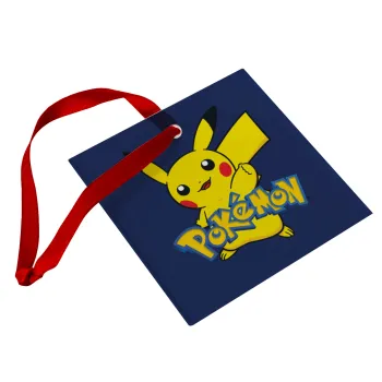 Pokemon pikachu, Christmas ornament, glass square ornament 9x9cm