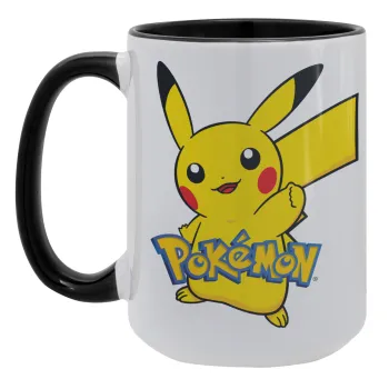 Pokemon pikachu, Κούπα Mega 15oz, κεραμική Μαύρη, 450ml