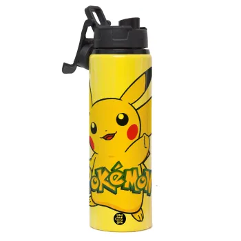 Pokemon pikachu, Metallic water bottle with safety lid, 850ml aluminum