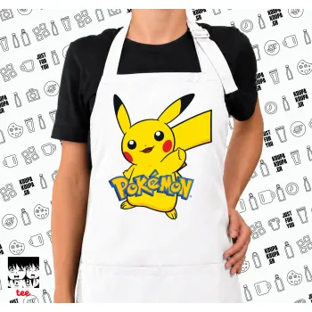 Pokemon pikachu, Ποδιά μακριά Σεφ ολόσωμη με τσέπες white (ΕΝΗΛΙΚΩΝ)