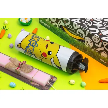 Pokemon pikachu, Easter candle,Travel Tumbler 2 Lids, with metal straw & cleaning brush & aromatic flat candle (30cm) (PINK)