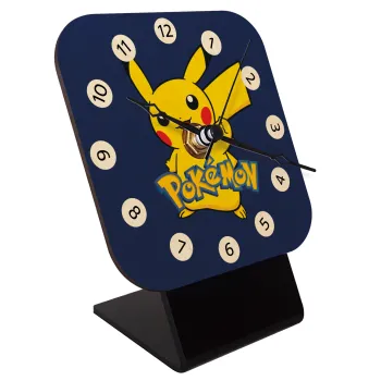 Pokemon pikachu, Quartz Table clock in natural wood (10cm)