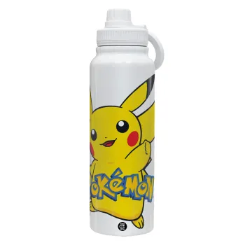 Pokemon pikachu, Θερμός 1L Ανοξείδωτο με Βάση Κινητού & Διπλά Τοιχώματα