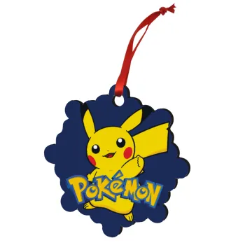 Pokemon pikachu, Christmas ornament snowflake wooden 7.5cm