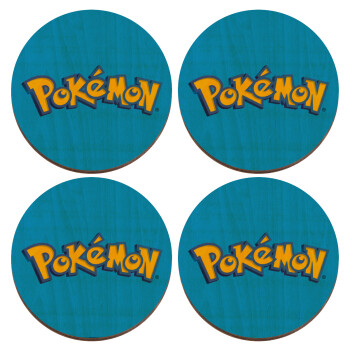 Pokemon, ΣΕΤ x4 Σουβέρ ξύλινα στρογγυλά plywood (9cm)