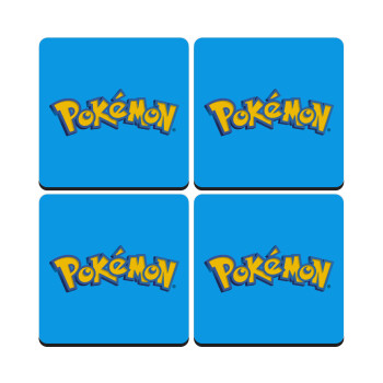 Pokemon, ΣΕΤ 4 Σουβέρ ξύλινα τετράγωνα (9cm)