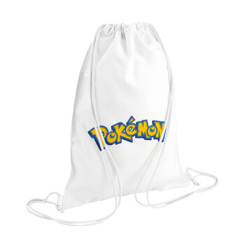 Pokemon, Τσάντα πλάτης πουγκί GYMBAG λευκή (28x40cm)