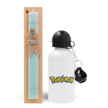 Pokemon, Πασχαλινό Σετ, παγούρι μεταλλικό αλουμινίου (500ml) & λαμπάδα αρωματική πλακέ (30cm) (ΤΙΡΚΟΥΑΖ)