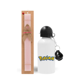 Pokemon, Easter Set, metallic aluminum bottle (500ml) & aromatic flat Easter candle (30cm) (PINK)