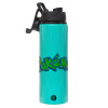 Metallic water bottle with safety lid, 850ml aluminum