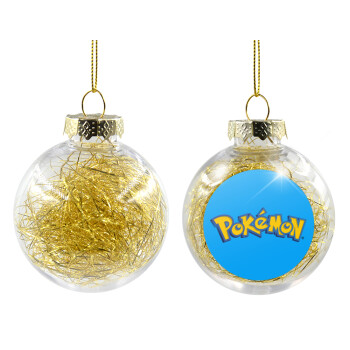 Pokemon, Χριστουγεννιάτικη μπάλα δένδρου διάφανη με χρυσό γέμισμα 8cm