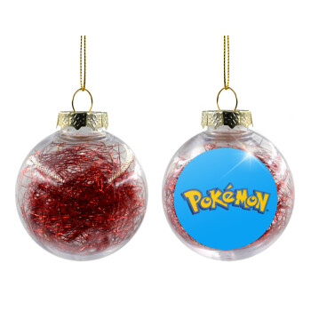 Pokemon, Χριστουγεννιάτικη μπάλα δένδρου διάφανη με κόκκινο γέμισμα 8cm