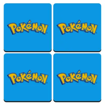 Pokemon, ΣΕΤ 4 Σουβέρ ξύλινα τετράγωνα (9cm)