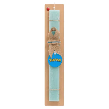 Pokemon, Easter Set, wooden keychain & aromatic flat Easter candle (30cm) (TURQUOISE)